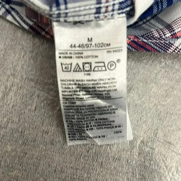 [M]Banana Republic Camden Fit Blue Red White. Plaid Button Dress Shirt - Picture 8 of 8
